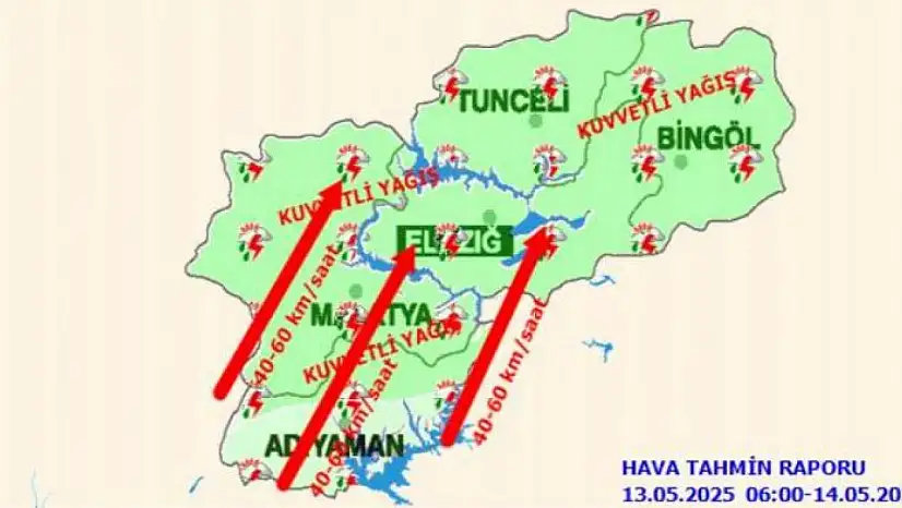 Malatya için 'kuvvetli yağış' uyarısı
