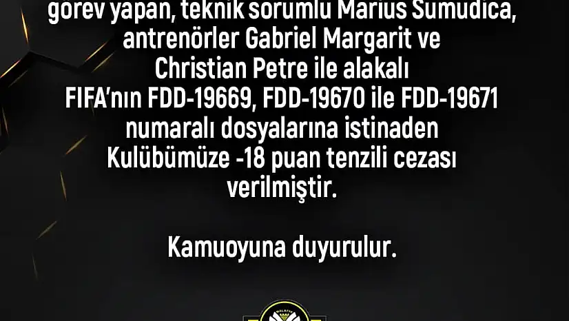 Yeni Malatyaspor'a TFF'den inanılmaz ceza