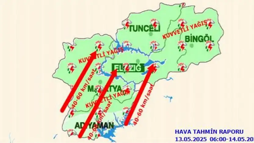 Malatya için 'kuvvetli yağış' uyarısı